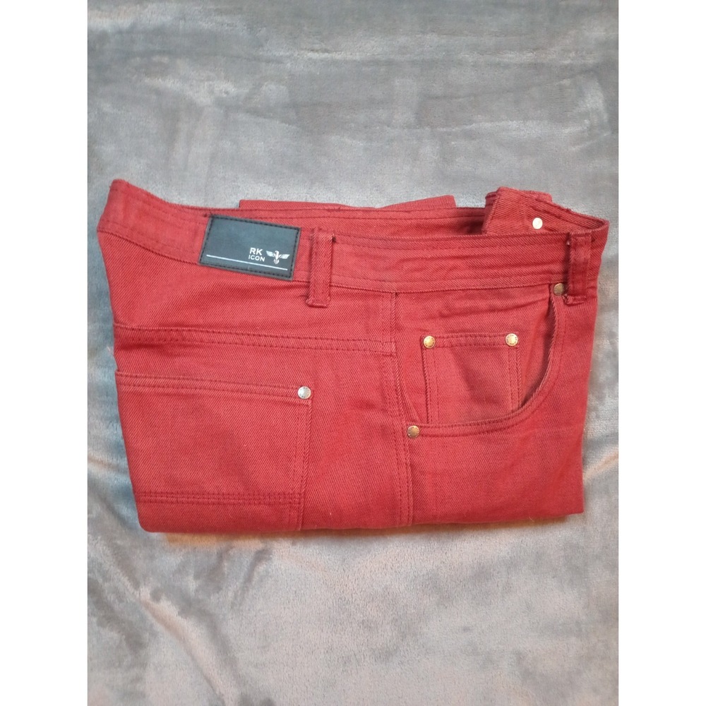 RK Icon Jeans Mens Sz 34 x 28‎ Red Hip Hop Streetwear Stretch Denim Bloods